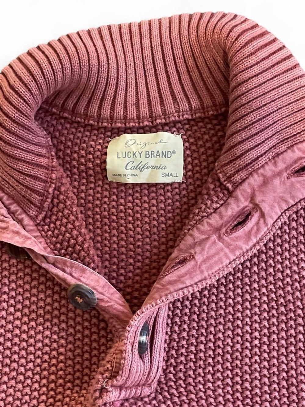 Lucky Brand Men's Dusty Rose Button-Front Turtleneck Sweater - Picture 3 of 4